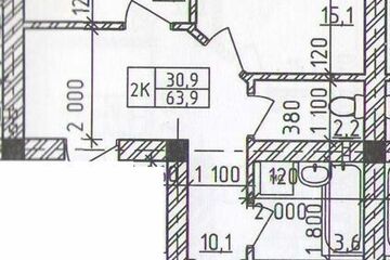 2-к квартира, 63 м², 2/5 эт.