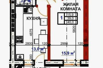 1-к квартира, 43 м², 4/5 эт.